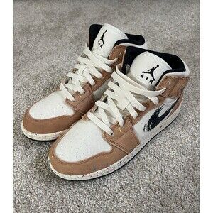 Nike Air Jordan 1 Mid SE Brushstroke Paint Splatter DA8006-100 Size 7Y